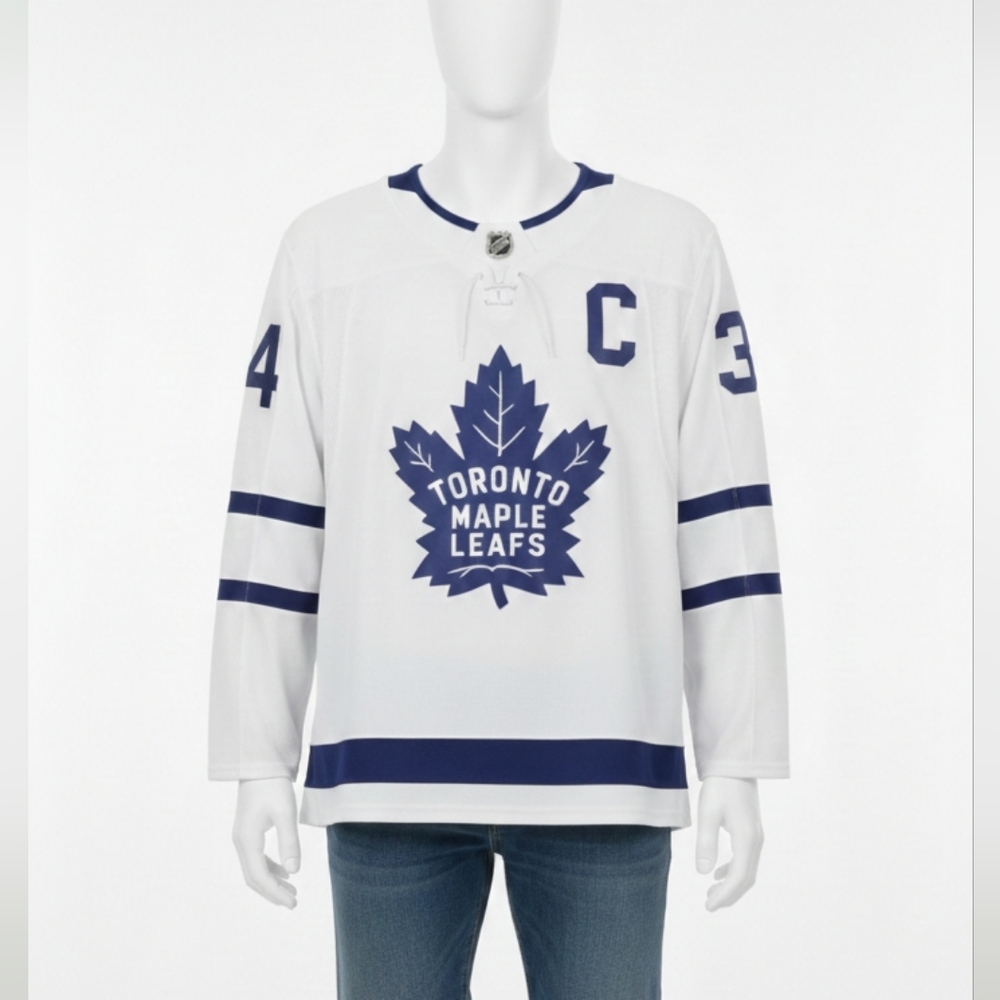 Toronto Maple Leafs Auston Matthews Blue & White Away Hockey Jersey Sz 60 XXXL